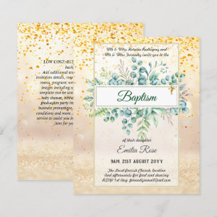 Lámina Invitaciones de Bautizo con Vegetación