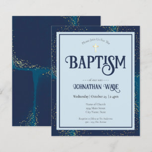 Lámina Invitaciones de Bautizo Presupuesto Azul y Cruz Do