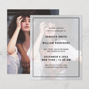 Lámina Invitaciones de boda con foto simples y económicas