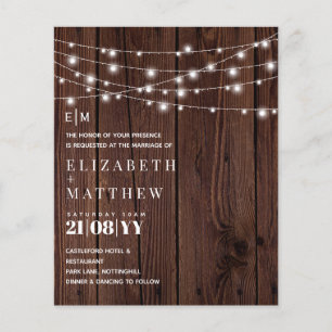 Lámina Invitaciones de boda con luces de cuerda de madera