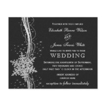 Invitaciones de boda de copos de nieve Black Silve