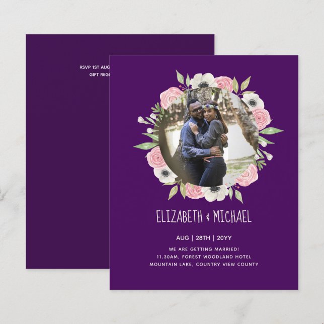 Lámina INVITACIONES DE BODA DE FOTOS PRESUPUESTARIAS - Wr (Anverso / Reverso)