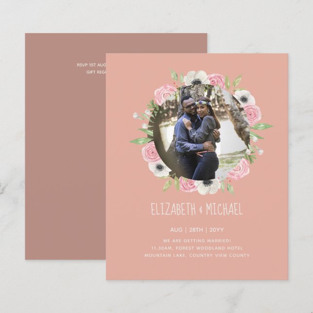 Lámina INVITACIONES DE BODA DE FOTOS PRESUPUESTARIAS - Wr (Anverso / Reverso)