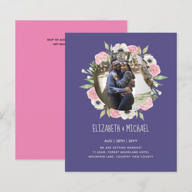 Lámina INVITACIONES DE BODA DE FOTOS PRESUPUESTARIAS - Wr (Anverso / Reverso)