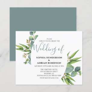 Lámina Invitaciones de boda de vegetación botánica económ