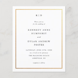 Lámina Invitaciones de boda doradas en blanco y negro eco