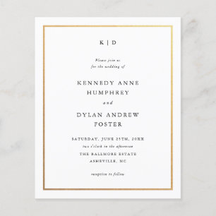 Lámina Invitaciones de boda doradas en blanco y negro eco