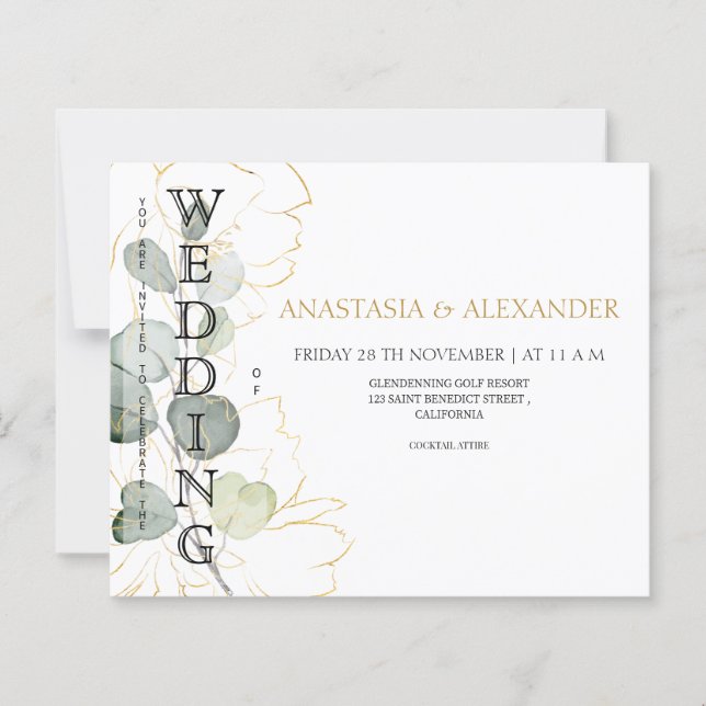 Lámina Invitaciones de boda económicas (Anverso)