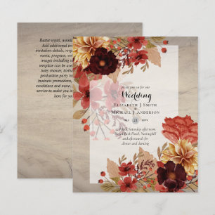 Lámina Invitaciones de boda florales de otoño con presupu