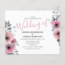 Invitaciones de boda florales rosadas económicas