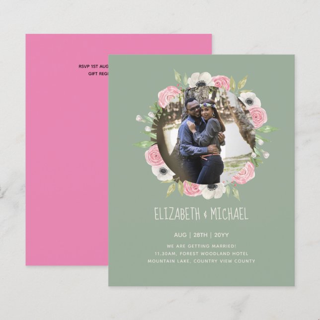 Lámina INVITACIONES DE BODA FOTOS CON PRESUPUESTO - Coron (Anverso / Reverso)