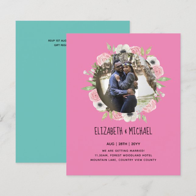 Lámina INVITACIONES DE BODA FOTOS CON PRESUPUESTO - Coron (Anverso / Reverso)