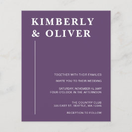 Lámina Invitaciones de boda modernas moradas económicas