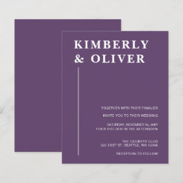 Lámina Invitaciones de boda modernas moradas económicas