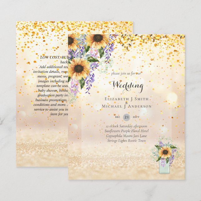 Lámina INVITACIONES DE BODA PRESUPUESTARIA - Sombrillas R (Anverso / Reverso)