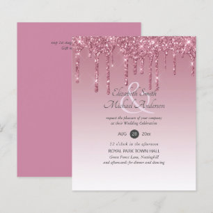 Lámina Invitaciones de boda Purpurina rosa para el presup