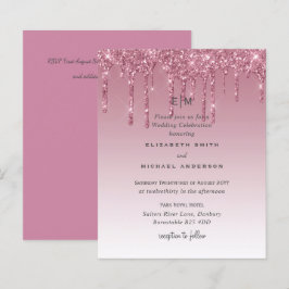 Lámina Invitaciones de boda Purpurina rosa para el presup