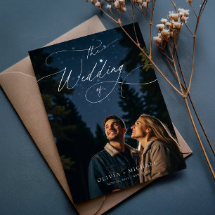 Lámina Invitaciones de boda románticas con foto con guión