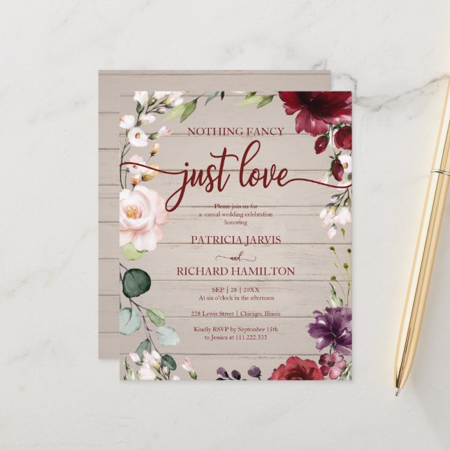 Lámina Invitaciones de Boda Sin Adornos y Económicas (Anverso/Reverso In Situ)