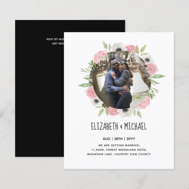 Lámina INVITACIONES DE BODAS CON FOTO DE PRESUPUESTO - Co (Anverso / Reverso)