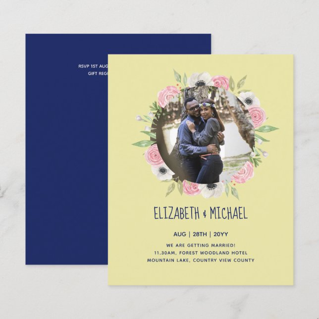 LÁMINA INVITACIONES DE BODAS FOTOS CON PRESUPUESTO LIMITA (Anverso / Reverso)