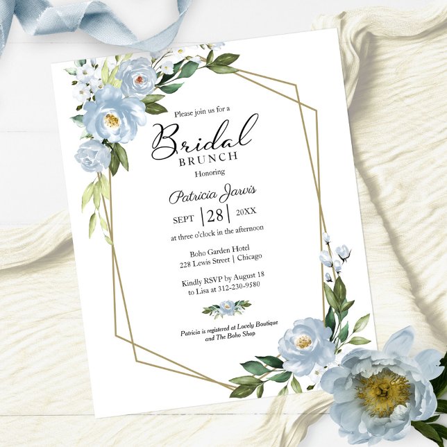 Lámina Invitaciones de brunch de novia floral geométrica  (Subido por el creador)