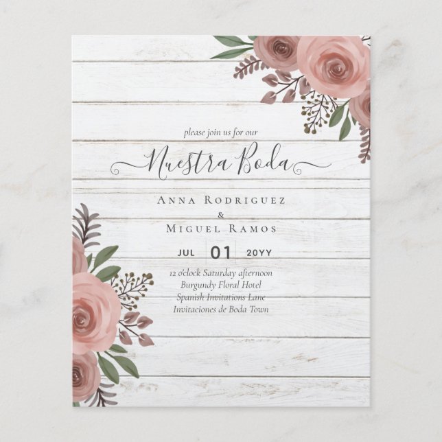 Lámina Invitaciones de Budget Nuestra BODA a la Floral de (Anverso)