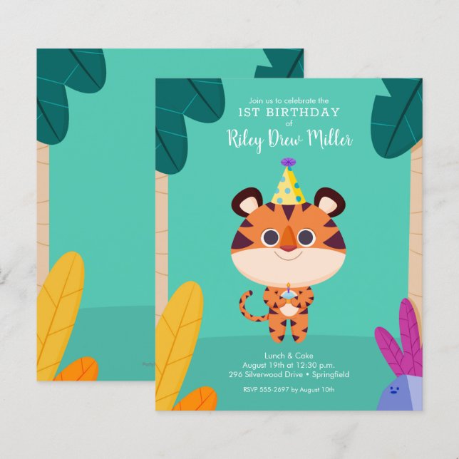 Lámina Invitaciones de cumpleaños de Tiger Kid con presup (Anverso / Reverso)
