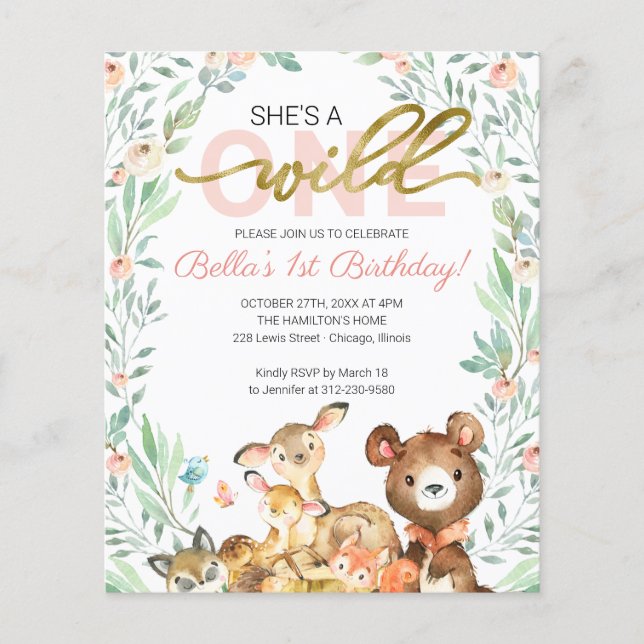 Lámina Invitaciones de Cumpleaños Número Uno Presupuesto  (Anverso)