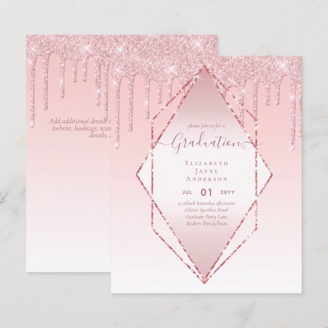 Lámina INVITACIONES DE GRADUACIÓN - Glamour Girly Purpuri (Anverso / Reverso)