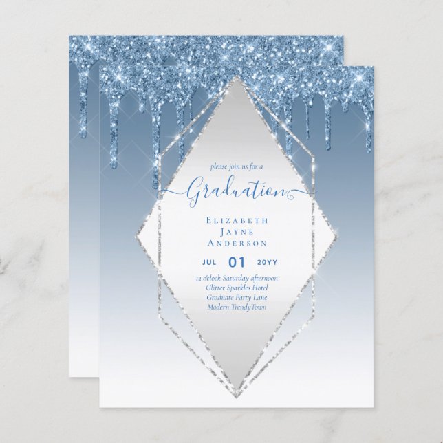 Lámina INVITACIONES DE GRADUACIÓN - Glamour Girly Purpuri (Anverso / Reverso)