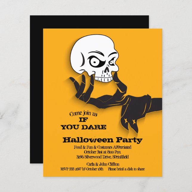 Lámina Invitaciones de Halloween con cráneo de Crepúsculo (Anverso / Reverso)
