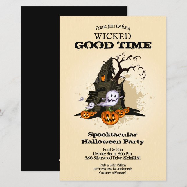 Lámina Invitaciones de Halloween con presupuesto de la ca (Anverso / Reverso)