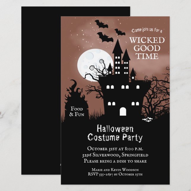 Lámina Invitaciones de Halloween con presupuesto de la ca (Anverso / Reverso)