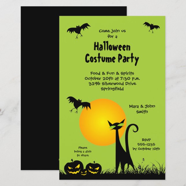 Lámina Invitaciones de Halloween con presupuesto para gat (Anverso / Reverso)