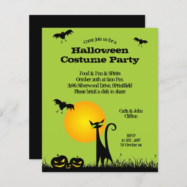 Lámina Invitaciones de Halloween para Gato Negro Presupue (Anverso / Reverso)