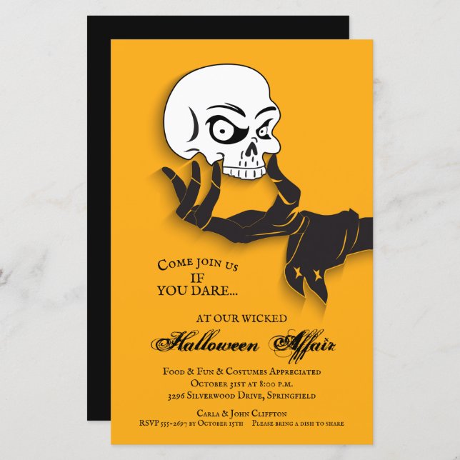 Lámina Invitaciones de la fiesta de Halloween para asunto (Anverso / Reverso)