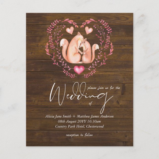 Lámina Invitaciones de matrimonio a la Rústica Caída de W (Anverso)