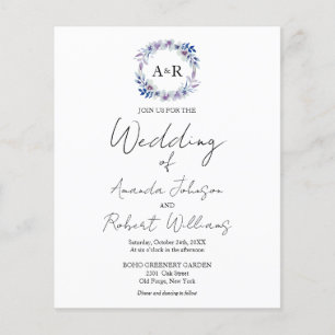 Lámina Invitaciones de matrimonio con presupuesto floral 