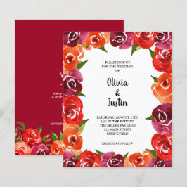 Lámina Invitaciones de matrimonio de código QR floral de 