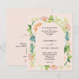 Lámina Invitaciones de matrimonio de código QR floral de 
