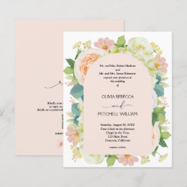 Lámina Invitaciones de matrimonio de código QR floral de 