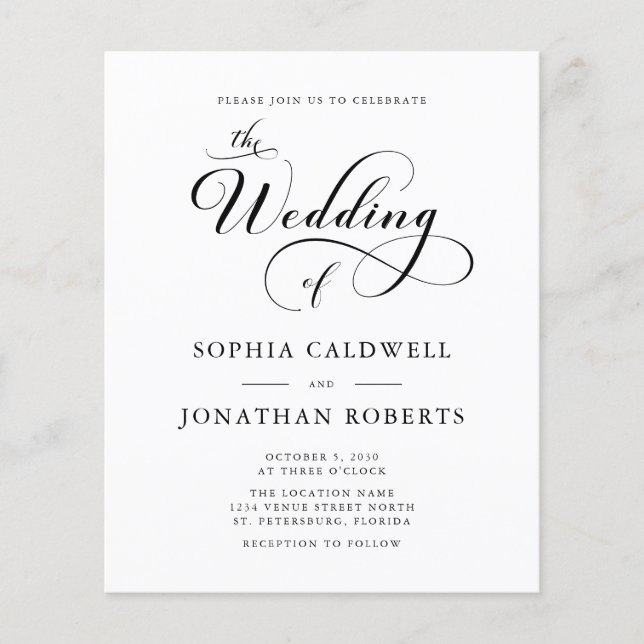 Lámina Invitaciones de matrimonio de código QR para calig (Anverso)