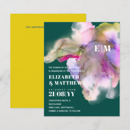 Lámina Invitaciones de matrimonio de color acuático tecni