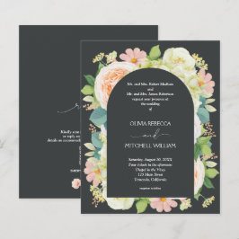 Lámina Invitaciones de matrimonio floral de código QR pre