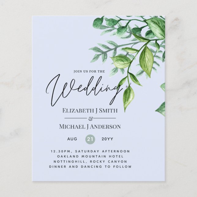 Lámina Invitaciones de matrimonio presupuestado VERDE de  (Anverso)
