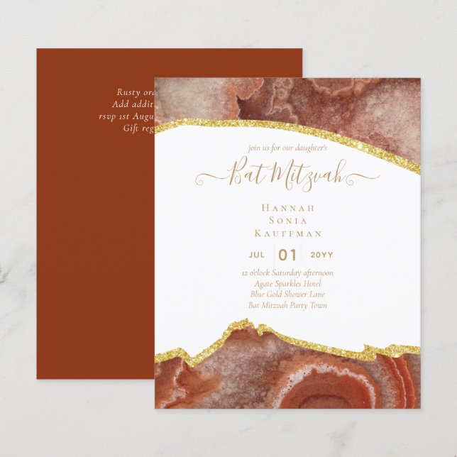 Lámina Invitaciones de MITZVAH, Purpurina de MTD. (Anverso / Reverso)