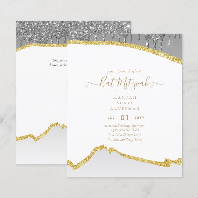 Lámina Invitaciones de MITZVAH, Purpurina de MTD. (Anverso / Reverso)