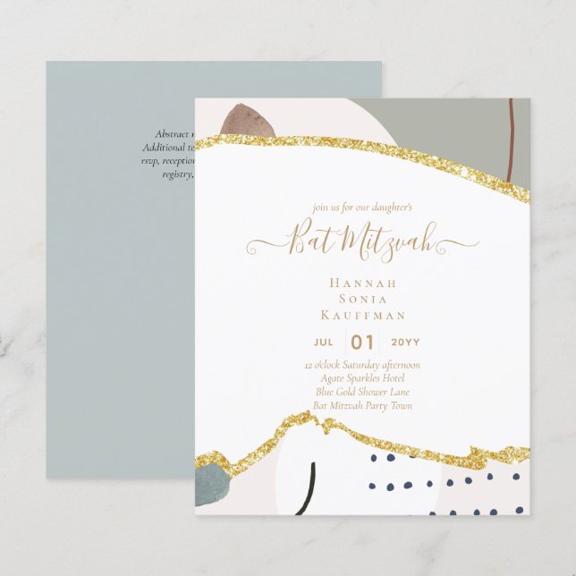 Lámina Invitaciones de MITZVAH, Purpurina de MTD. (Anverso / Reverso)