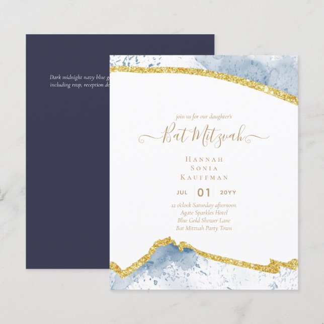 Lámina Invitaciones de MITZVAH, Purpurina de MTD. (Anverso / Reverso)
